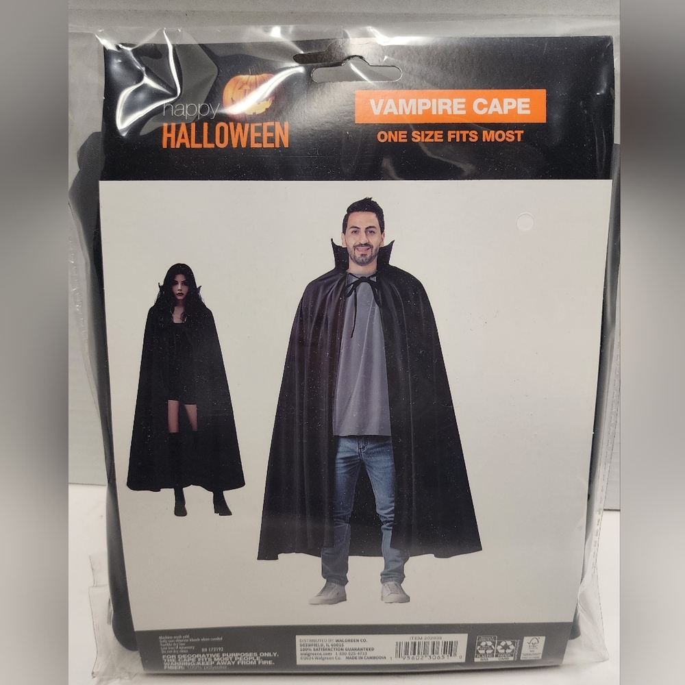 Vampire Cape Adult Black Halloween Costume NEW